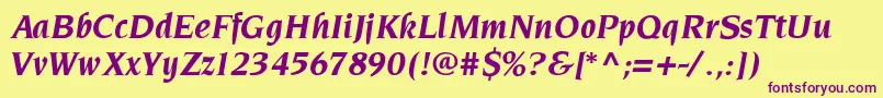 ElegantiaBolditalic Font – Purple Fonts on Yellow Background