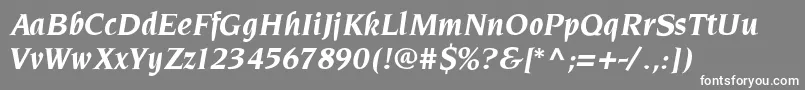 ElegantiaBolditalic-fontti – valkoiset fontit harmaalla taustalla
