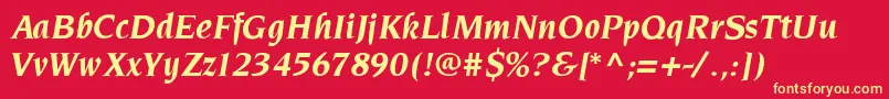 ElegantiaBolditalic Font – Yellow Fonts on Red Background