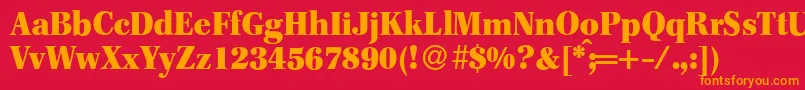 F820RomanHeavyRegular Font – Orange Fonts on Red Background