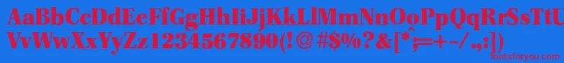F820RomanHeavyRegular Font – Red Fonts on Blue Background