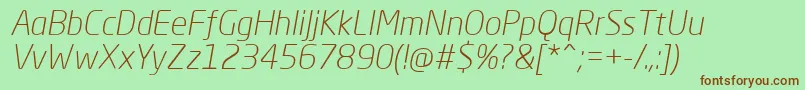 NeoSansProLightItalic Font – Brown Fonts on Green Background