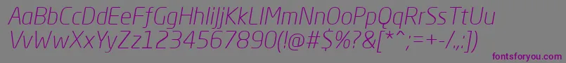 NeoSansProLightItalic Font – Purple Fonts on Gray Background