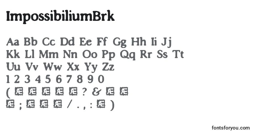 Шрифт ImpossibiliumBrk – алфавит, цифры, специальные символы