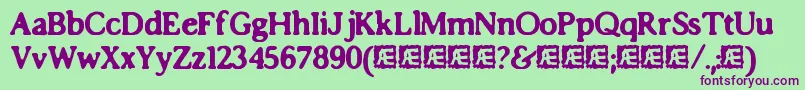 ImpossibiliumBrk-Schriftart – Violette Schriften auf grünem Hintergrund