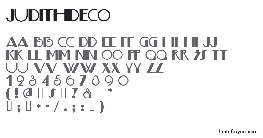 Schriftart JudithDeco – Alphabet, Zahlen, spezielle Symbole