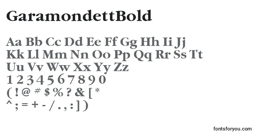 Schriftart GaramondettBold – Alphabet, Zahlen, spezielle Symbole