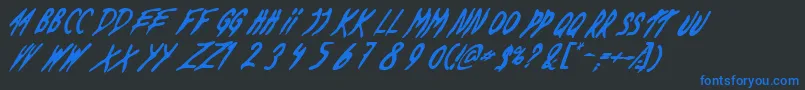 Deadbds-Schriftart – Blaue Schriften auf schwarzem Hintergrund