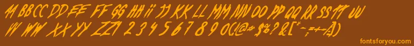 フォントDeadbds – オレンジ色の文字が茶色の背景にあります。