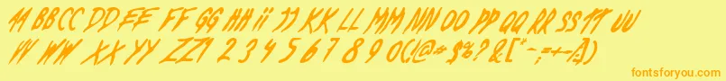Deadbds-Schriftart – Orangefarbene Schriften auf gelbem Hintergrund