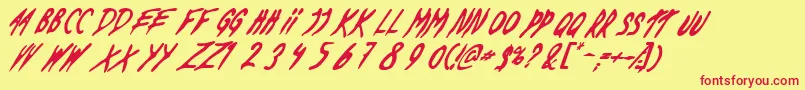 Deadbds-Schriftart – Rote Schriften auf gelbem Hintergrund