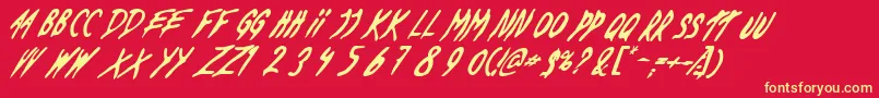 Deadbds-fontti – keltaiset fontit punaisella taustalla