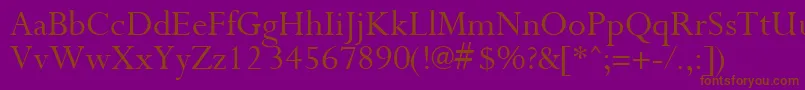 PurloinRegular-Schriftart – Braune Schriften auf violettem Hintergrund