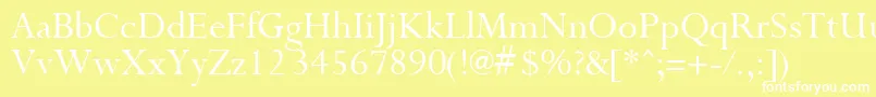 PurloinRegular-Schriftart – Weiße Schriften auf gelbem Hintergrund