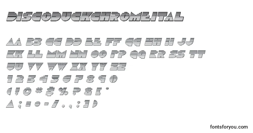 Discoduckchromeital-fontti – aakkoset, numerot, erikoismerkit