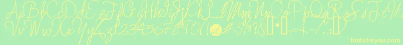 Moreenchanted-fontti – keltaiset fontit vihreällä taustalla