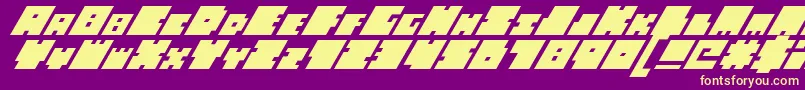 Fonte BigBadBlocksItalic – fontes amarelas em um fundo roxo