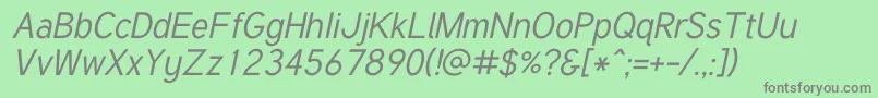 フォントTuffyItalic – 緑の背景に灰色の文字
