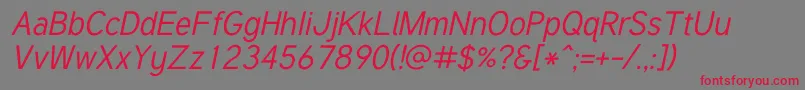 フォントTuffyItalic – 赤い文字の灰色の背景
