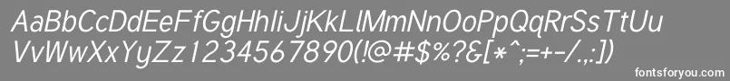 フォントTuffyItalic – 灰色の背景に白い文字