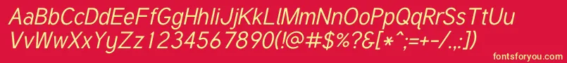 フォントTuffyItalic – 黄色の文字、赤い背景