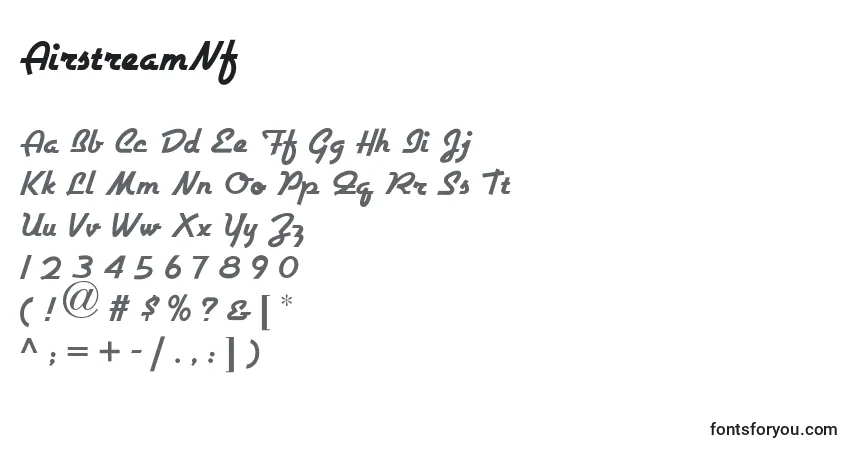 Шрифт AirstreamNf – алфавит, цифры, специальные символы