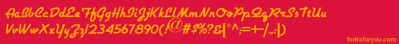 フォントAirstreamNf – 赤い背景にオレンジの文字