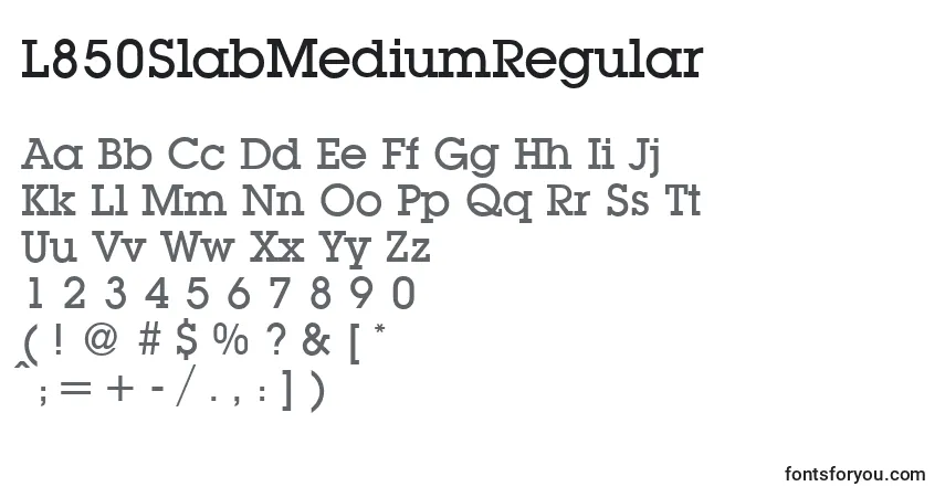 Шрифт L850SlabMediumRegular – алфавит, цифры, специальные символы