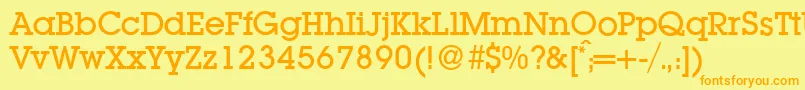 L850SlabMediumRegular Font – Orange Fonts on Yellow Background
