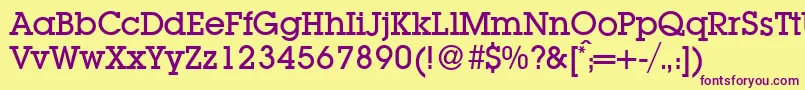L850SlabMediumRegular Font – Purple Fonts on Yellow Background