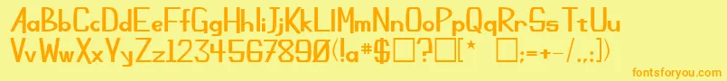 フォントChamplinRegular – オレンジの文字が黄色の背景にあります。