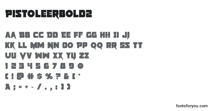 Czcionka Pistoleerbold2 – alfabet, cyfry, specjalne znaki