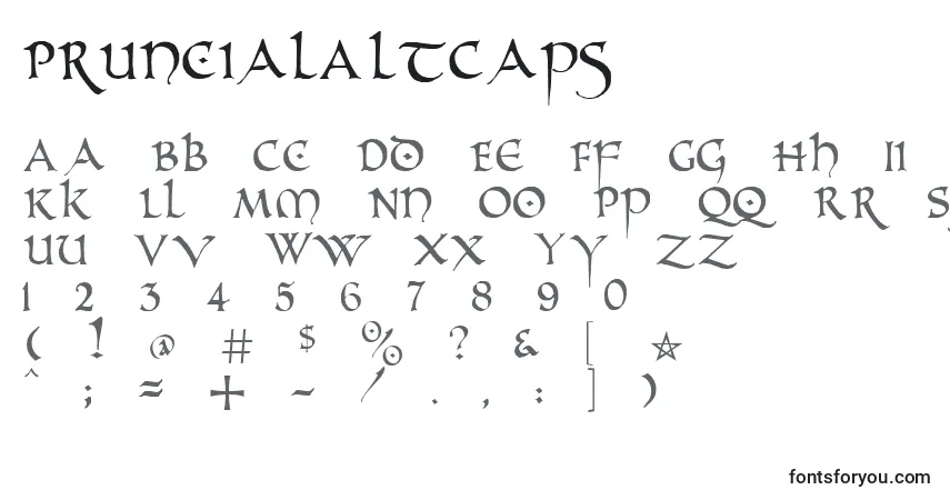 A fonte PrUncialAltCaps – alfabeto, números, caracteres especiais