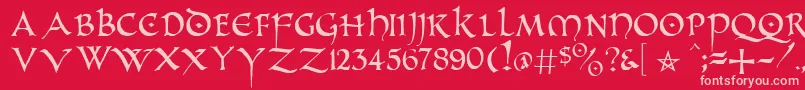 PrUncialAltCaps Font – Pink Fonts on Red Background