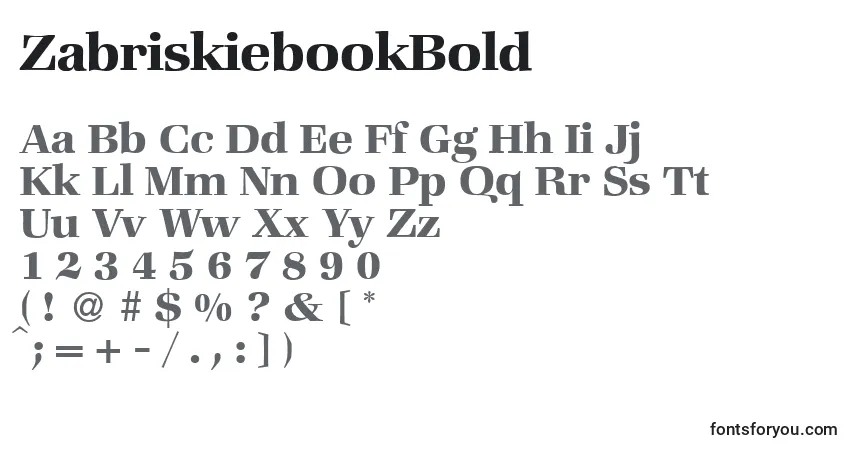 Шрифт ZabriskiebookBold – алфавит, цифры, специальные символы