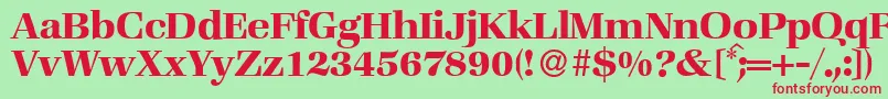Fonte ZabriskiebookBold – fontes vermelhas em um fundo verde