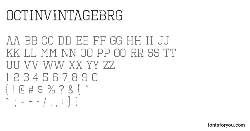 A fonte OctinVintageBRg – alfabeto, números, caracteres especiais