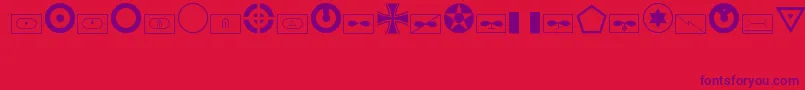 MilitaryidRegular-Schriftart – Violette Schriften auf rotem Hintergrund