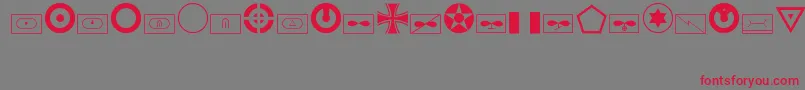 フォントMilitaryidRegular – 赤い文字の灰色の背景
