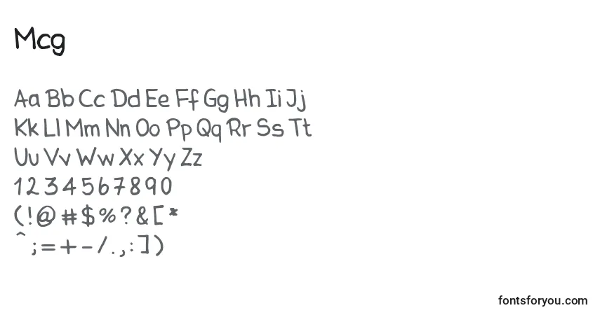 Fuente Mcg - alfabeto, números, caracteres especiales
