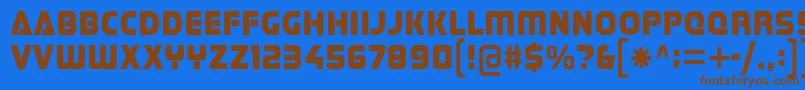 フォントStormfaze – 茶色の文字が青い背景にあります。