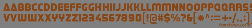 フォントStormfaze – 茶色の文字が灰色の背景にあります。