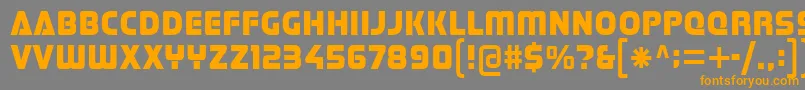 フォントStormfaze – オレンジの文字は灰色の背景にあります。