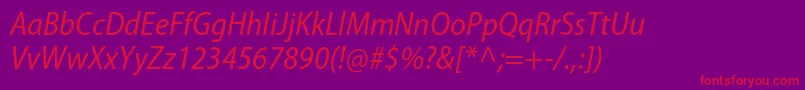 フォントMyriadproSemicnit – 紫の背景に赤い文字