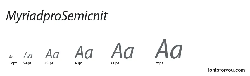 MyriadproSemicnit Font Sizes