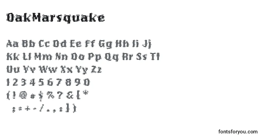 A fonte OakMarsquake – alfabeto, números, caracteres especiais
