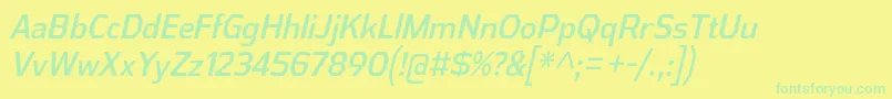 Czcionka AthabascaCdIt – zielone czcionki na żółtym tle