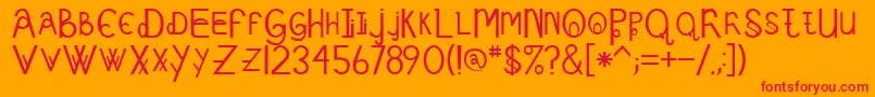 Schizcase Font – Red Fonts on Orange Background