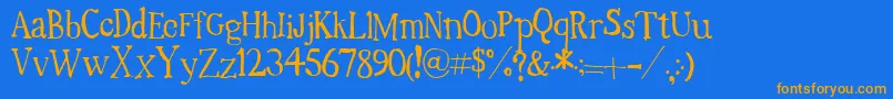 TimesNewRandom Font – Orange Fonts on Blue Background