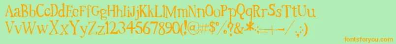 TimesNewRandom Font – Orange Fonts on Green Background
